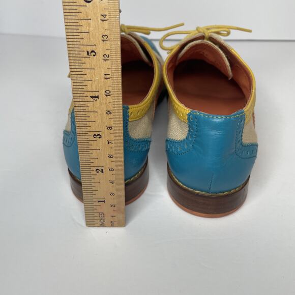 COLE HAAN Women's Wingtip Oxford Lace up Turquoise Orange Yellow D37780 7 -1/2 B - Picture 15 of 16